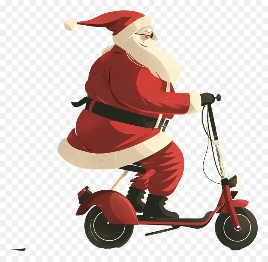 Scooter Santa Riding，Santa Claus PNG