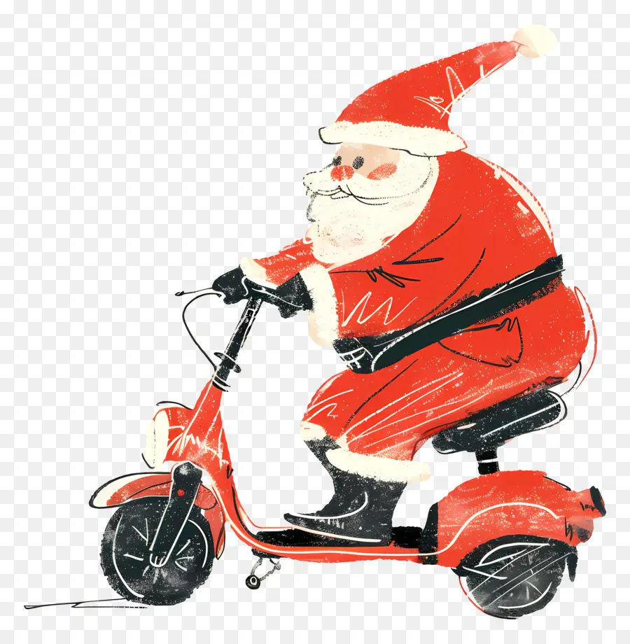 Scooter Santa Riding，Santa Claus PNG