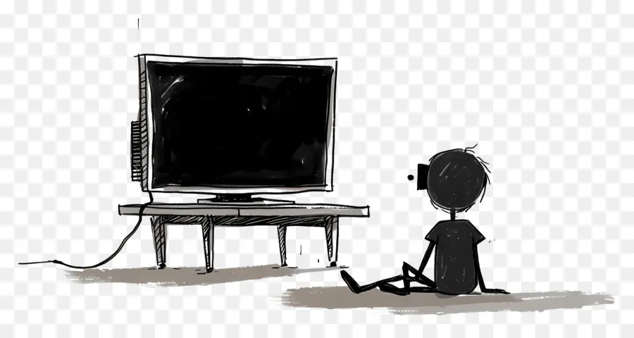 Stickman Menonton Tv，Televisi Tua PNG