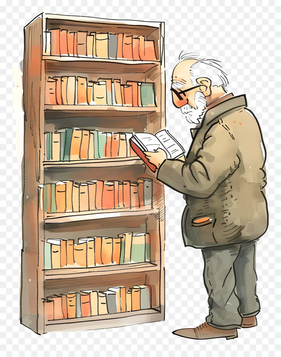 Orang Tua Mengambil Buku，Rak Buku PNG