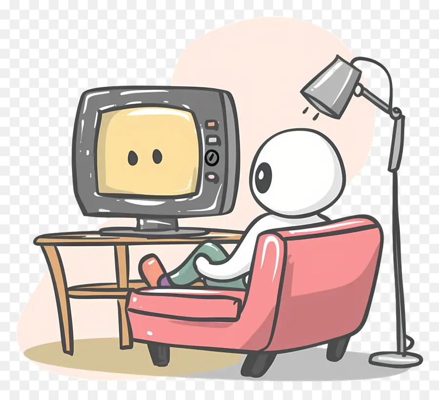 Stickman Menonton Tv，Sofa Merah PNG