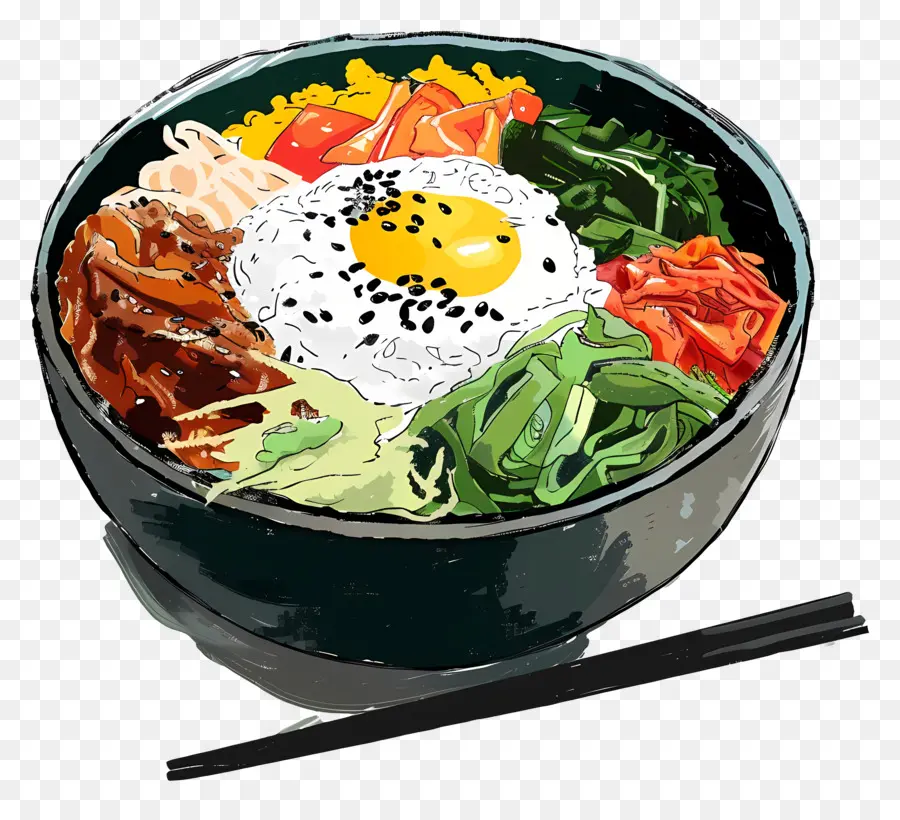 Korea Bibimbap，Nasi Goreng Korea PNG