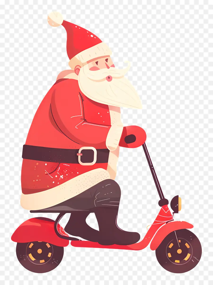 Scooter Santa Riding，Santa Claus PNG