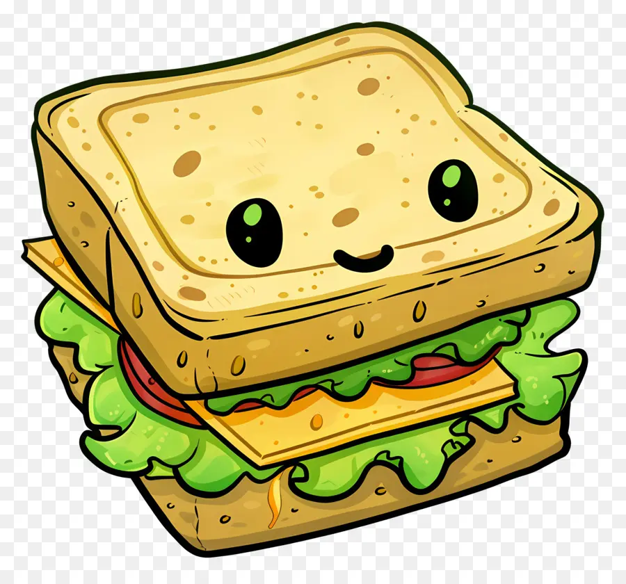 Kartun Sandwich，Sandwich Tersenyum PNG