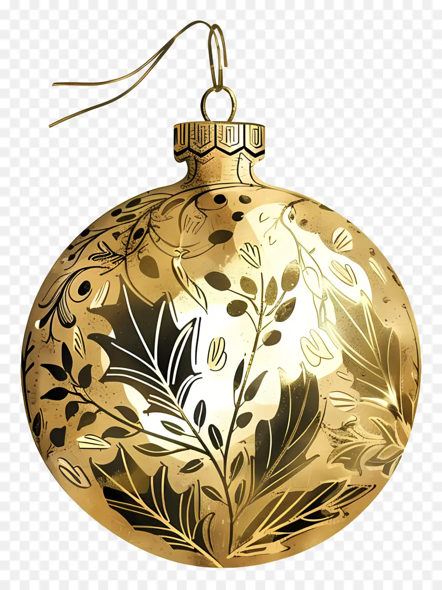 Ornamen Natal Emas，Golden Ornamen PNG