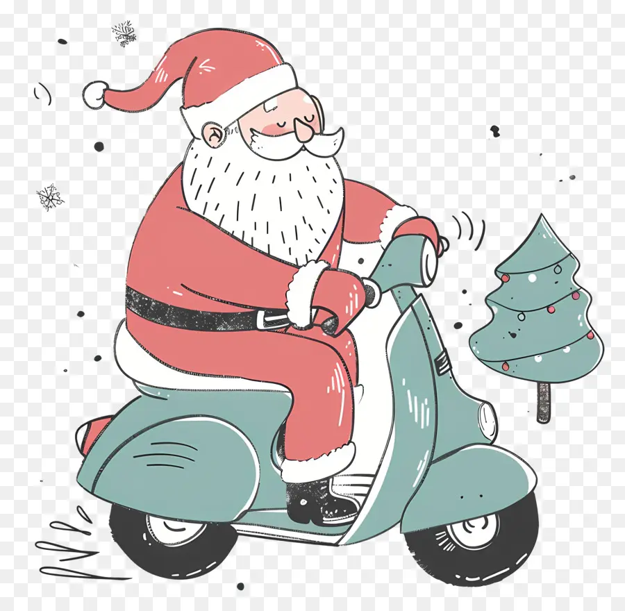 Scooter Santa Riding，Santa Claus PNG