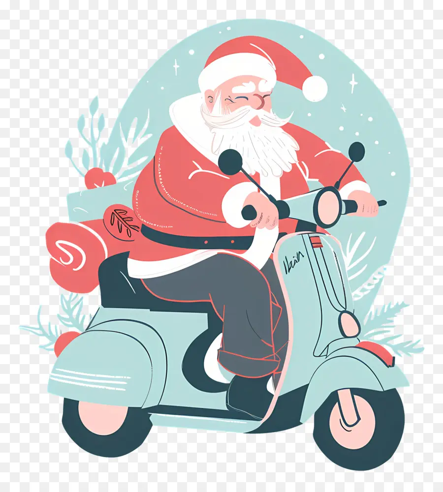 Scooter Santa Riding，Vespa Scooter PNG