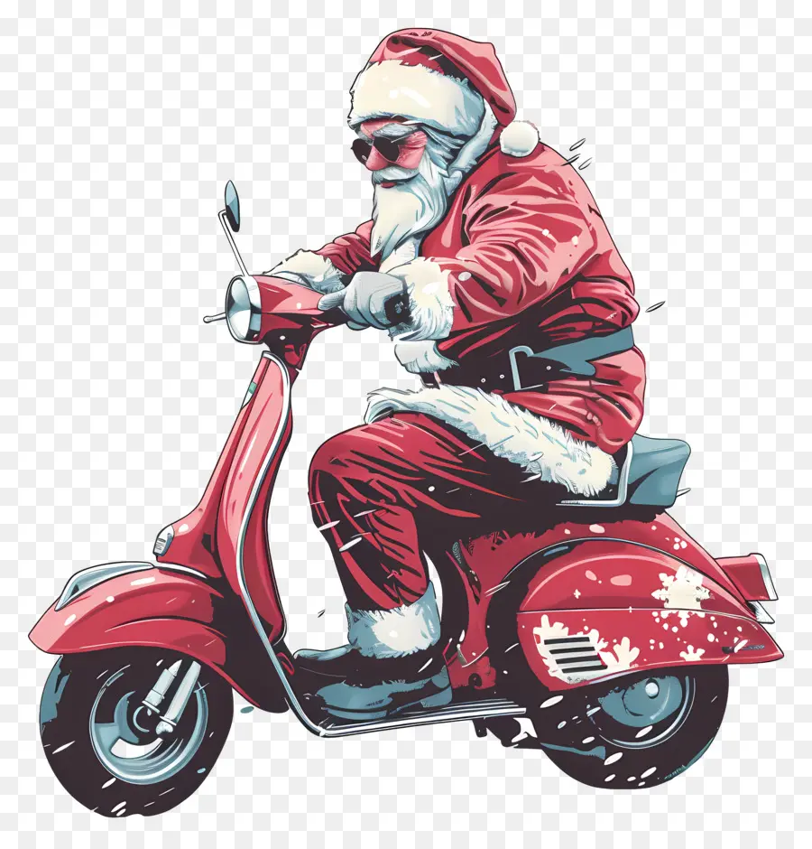 Scooter Santa Riding，Santa Claus PNG