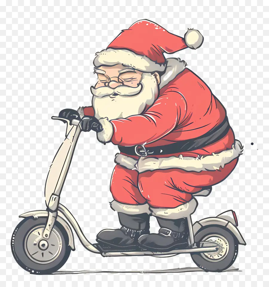 Scooter Santa Riding，Santa Claus PNG