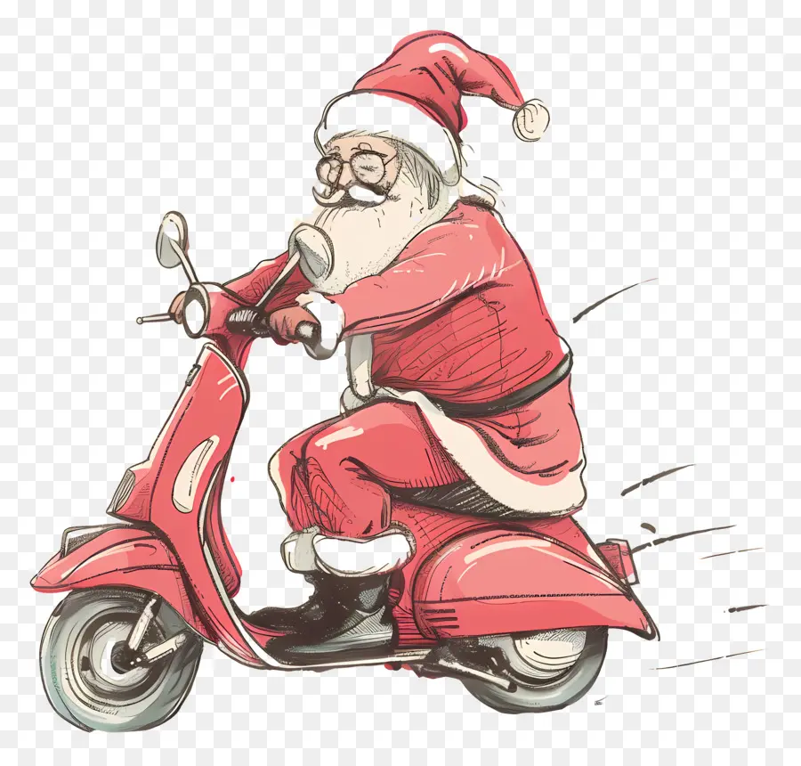 Scooter Santa Riding，Santa Claus PNG