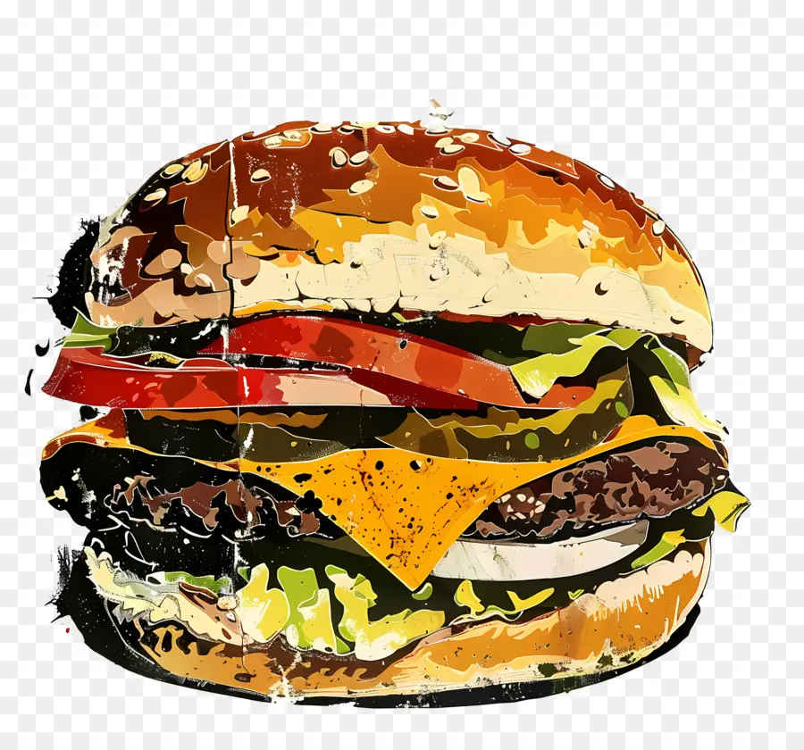 Hamburger，Lukisan Digital PNG