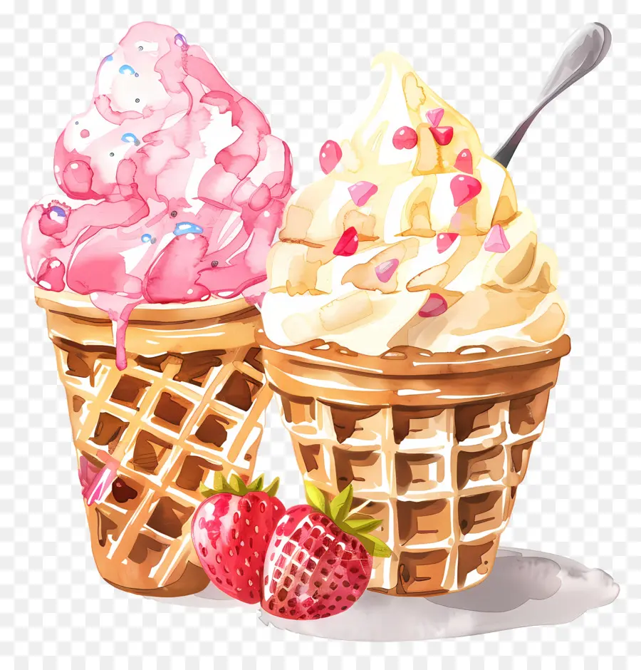 Es Krim，Kerucut Wafel PNG