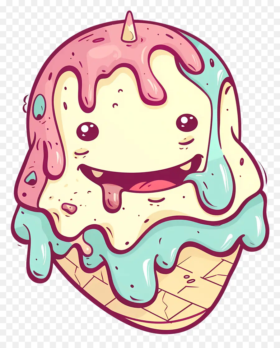 Monster Es Krim，Kerucut Es Krim Kartun PNG