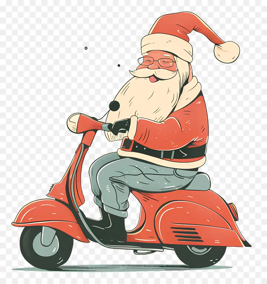 Scooter Santa Riding，Santa Claus PNG