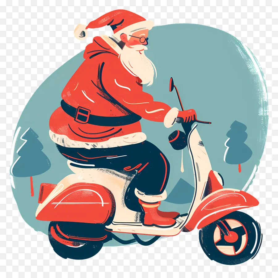 Scooter Santa Riding，Santa Claus PNG