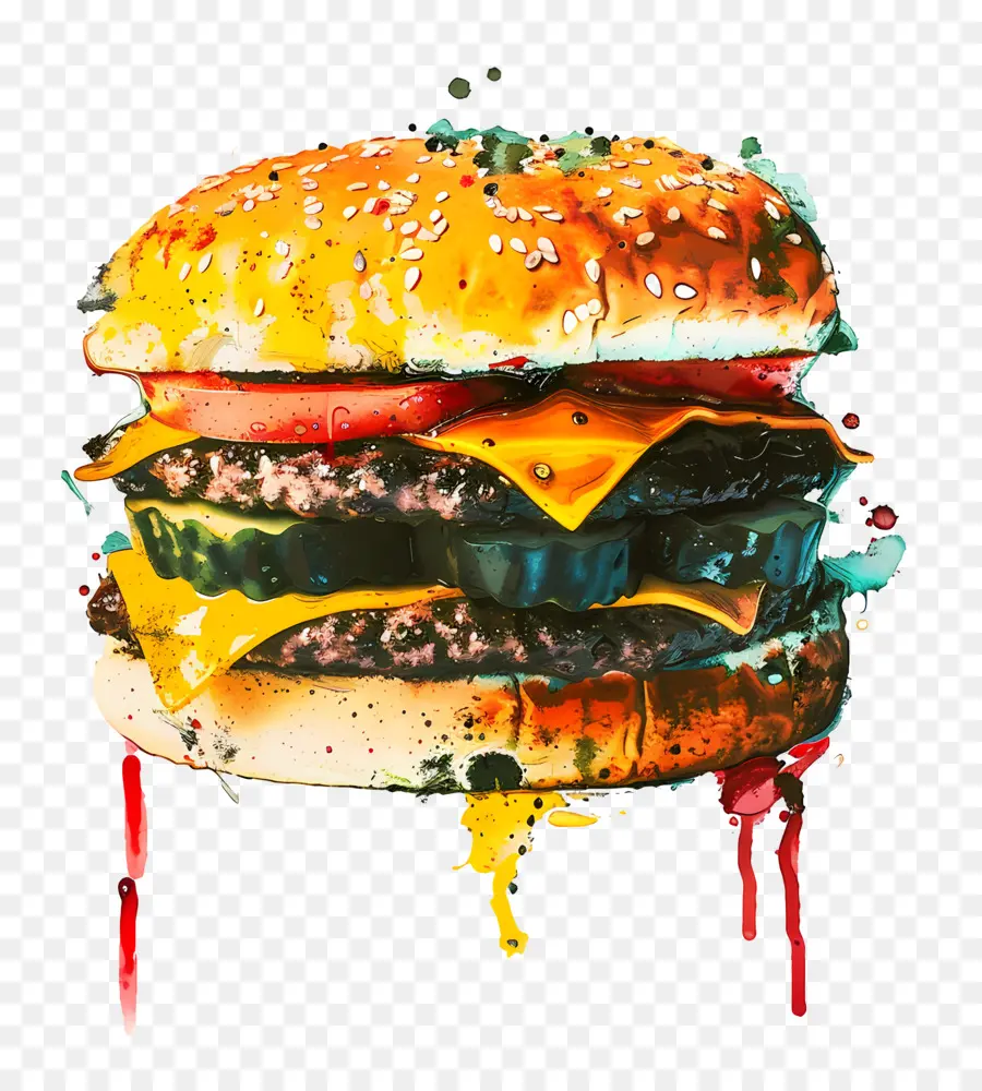 Hamburger，Lukisan Digital PNG