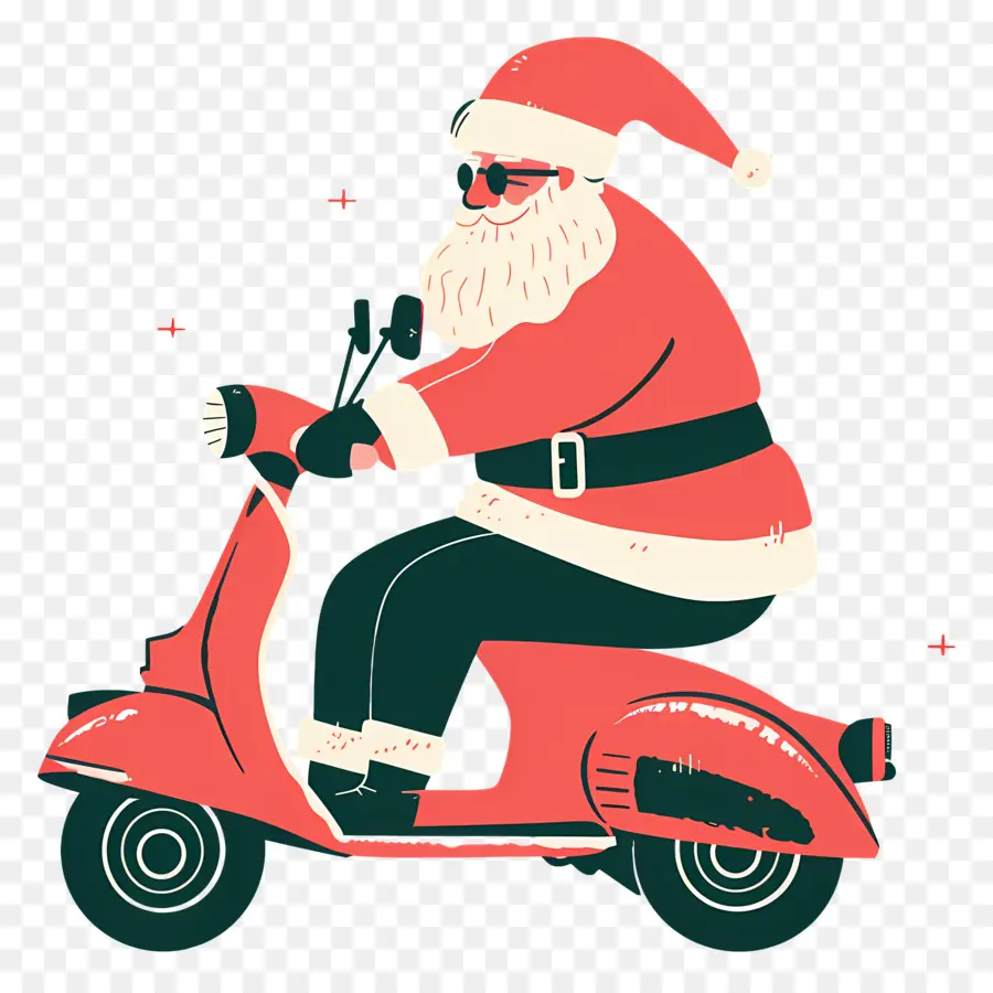 Scooter Santa Riding，Santa Claus PNG