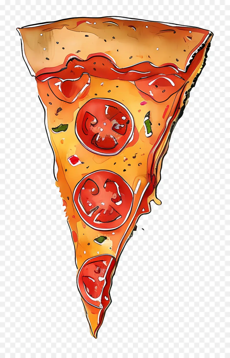 Pizza Slice，Lukisan Cat Air PNG