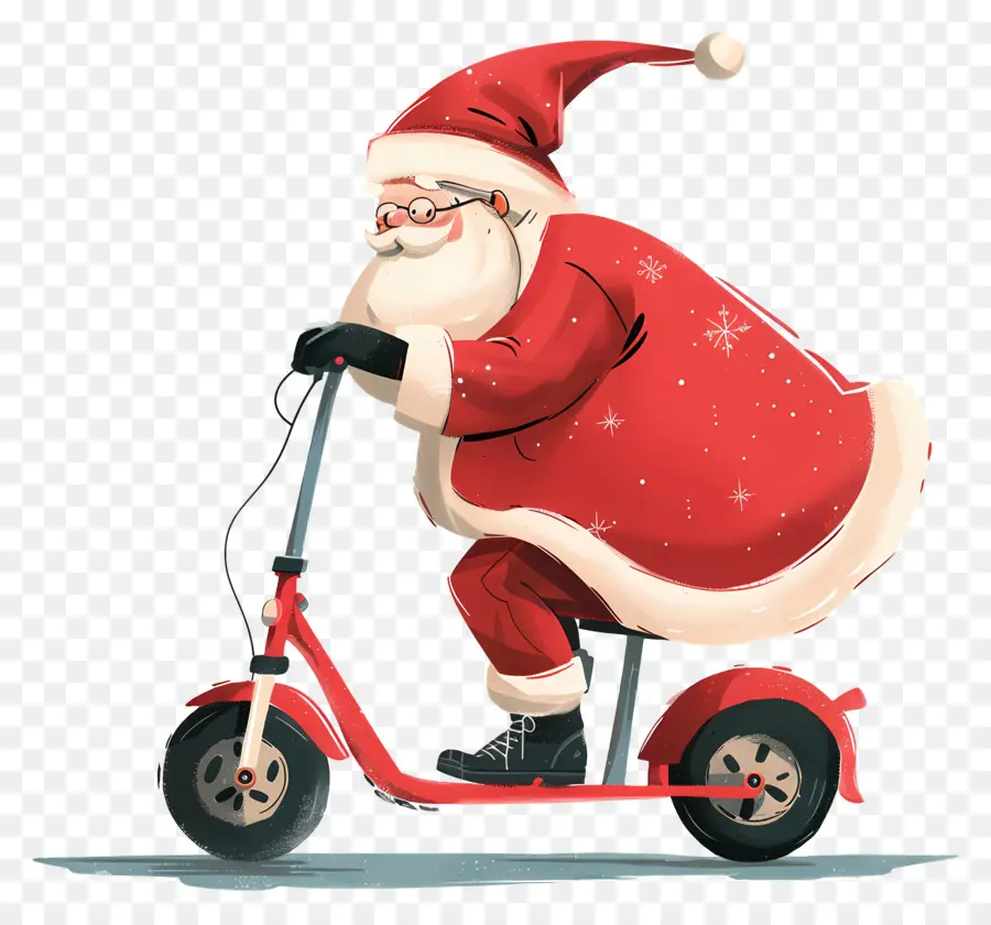 Scooter Santa Riding，Skuter Natal PNG