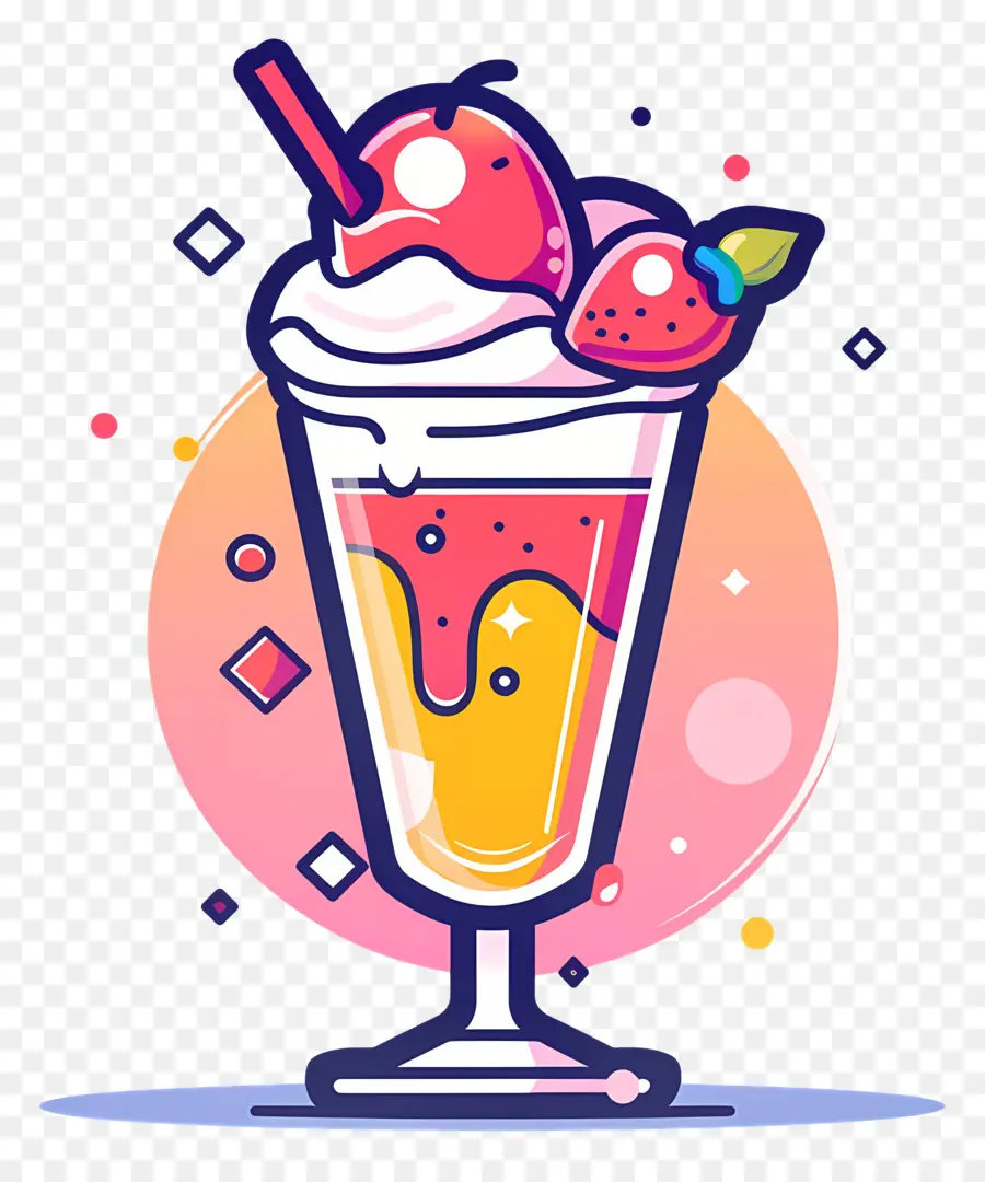 Es Krim Float，Stroberi Milkshake PNG