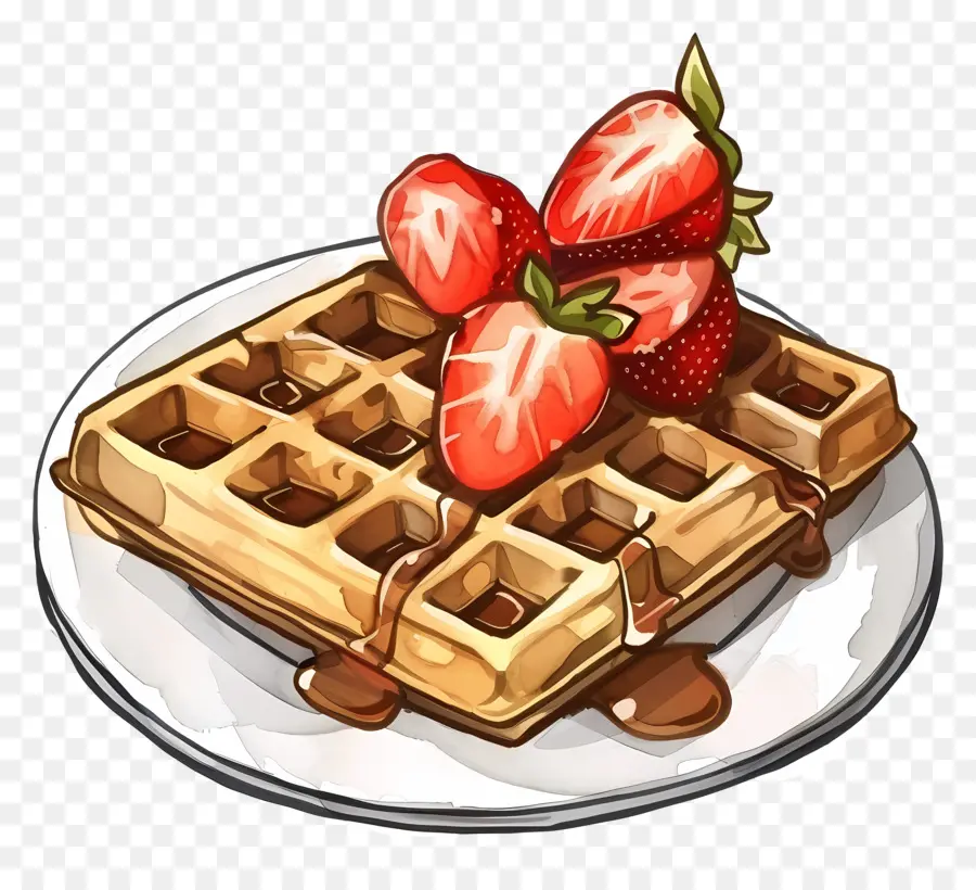 Wafel Dengan Stroberi，Sarapan PNG