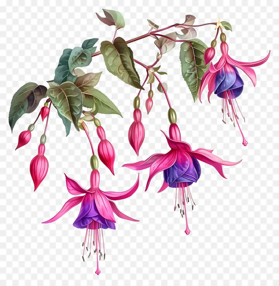 Bunga Fuchsia，Kelopak Merah Muda PNG