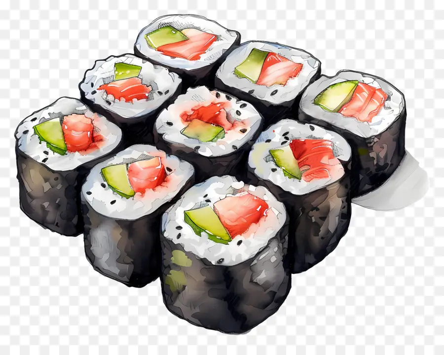 Maki Sushi Roll，Sushi Gulung PNG