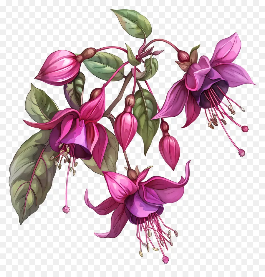 Bunga Fuchsia，Bunga Merah Muda PNG