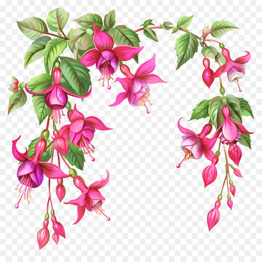 Bunga Fuchsia，Bunga Merah Muda PNG