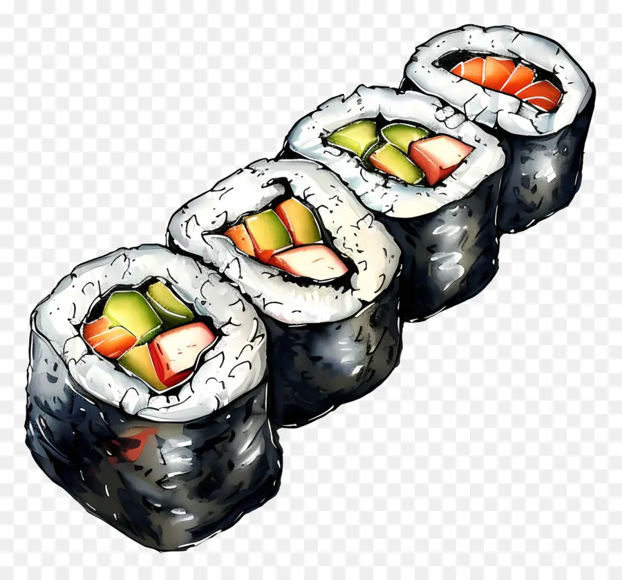 Maki Sushi Roll，Sushi Gulung PNG