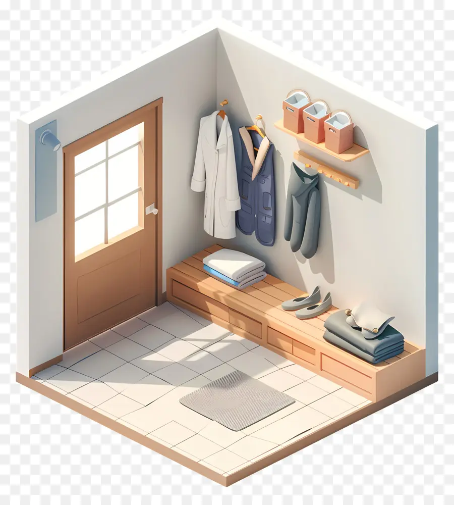 3d Mudroom，Kamar Tidur Kecil PNG