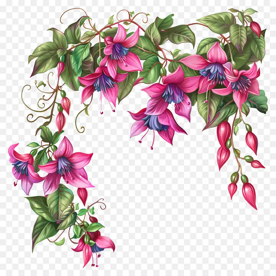 Bunga Fuchsia，Bunga Merah Muda PNG