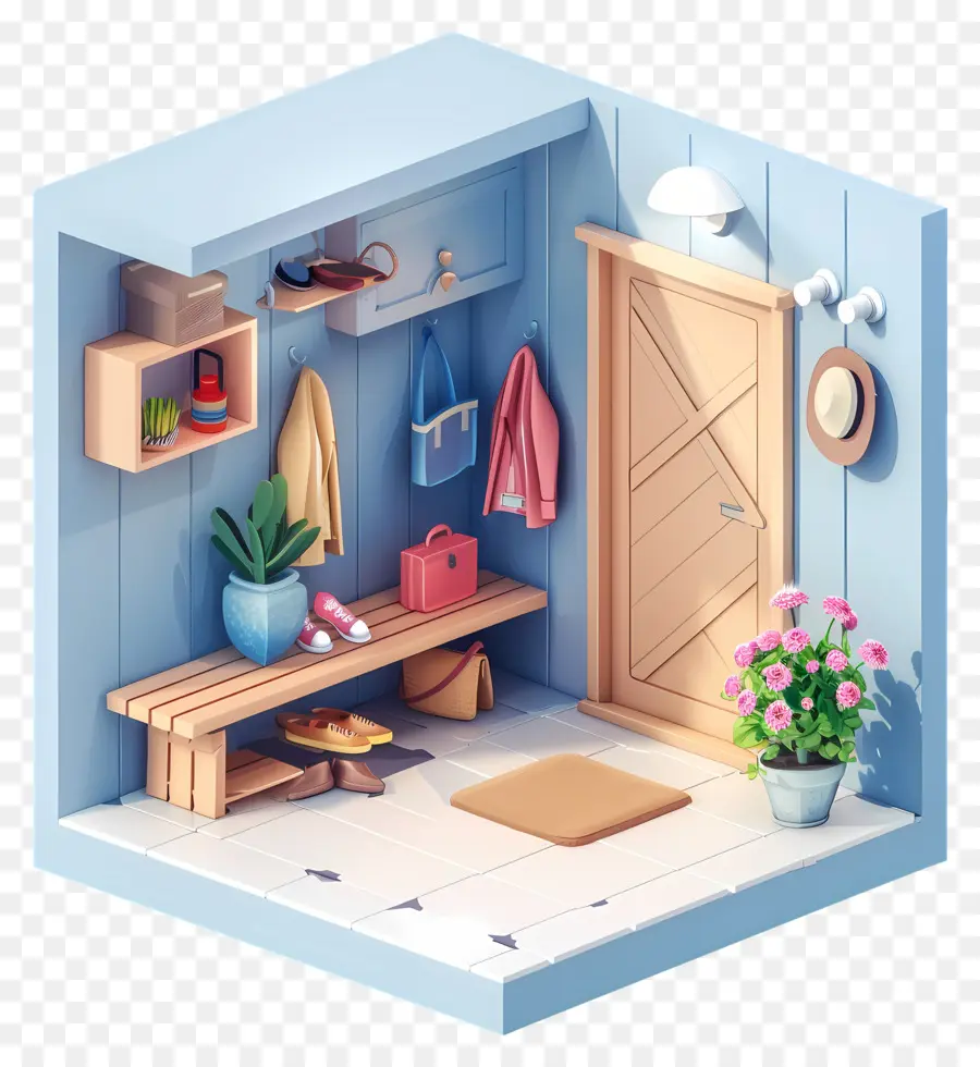 3d Mudroom，Dekorasi Pintu Masuk PNG