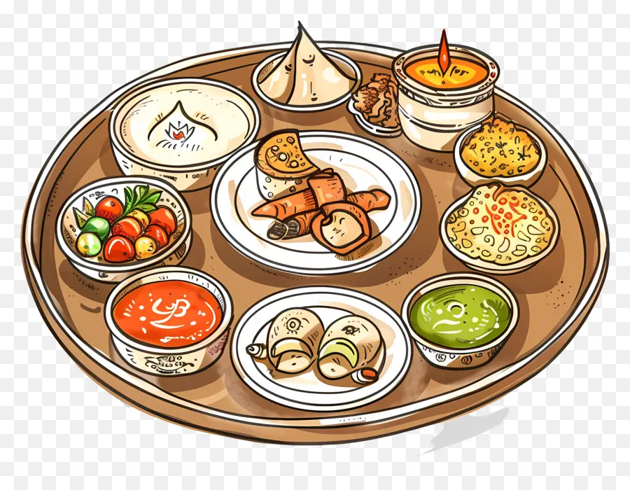 Puja Thali，Tray Makanan PNG