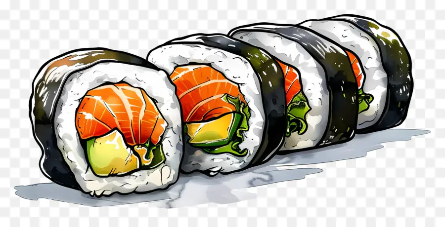 Maki Sushi Roll，Sushi Gulung PNG