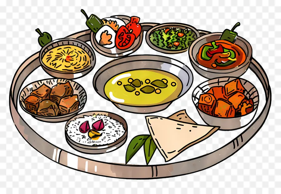 Puja Thali，Tray Makanan PNG