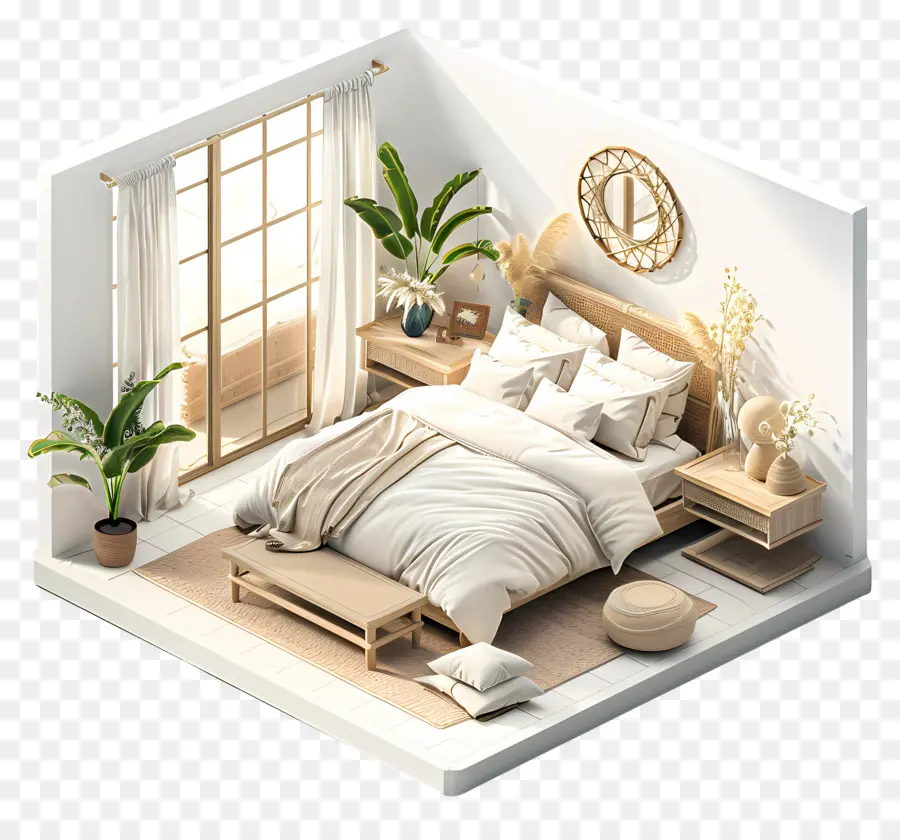 Kamar Tidur 3d，Dekorasi Minimalis PNG