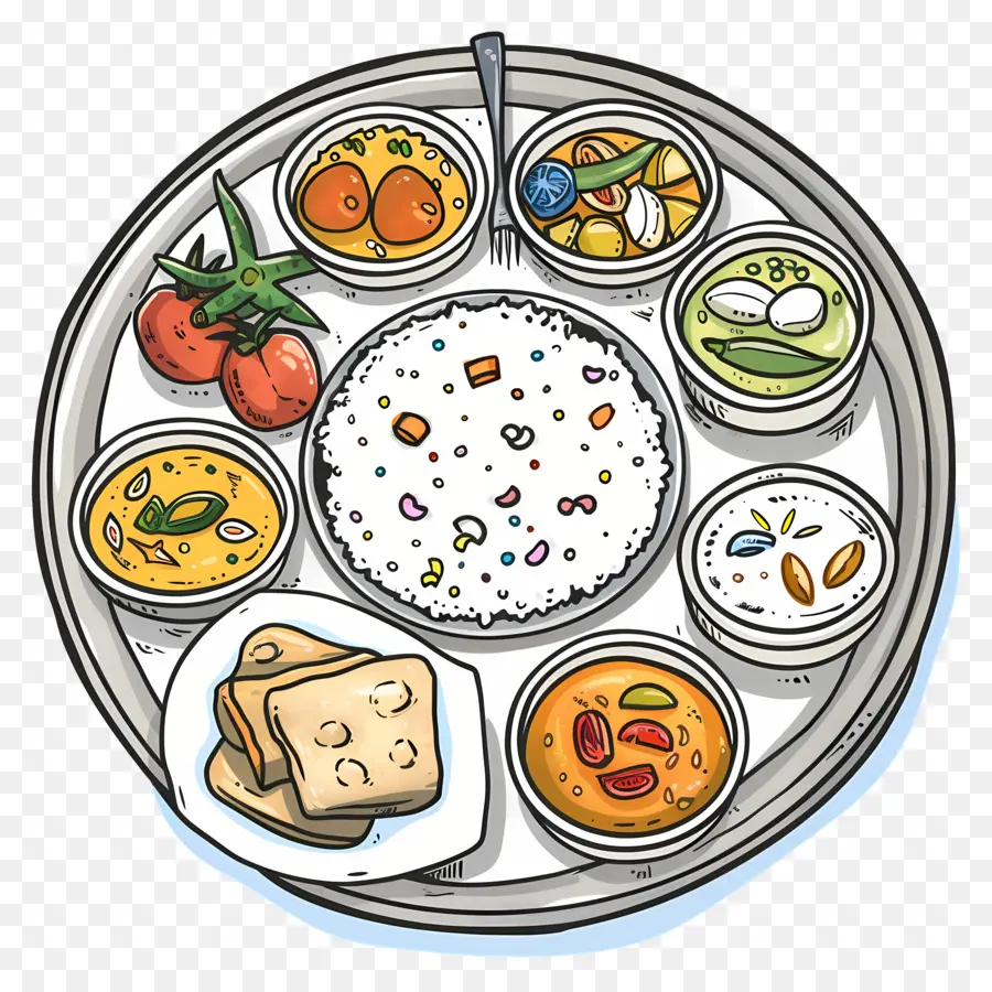 Thali India，Makanan India Tradisional PNG