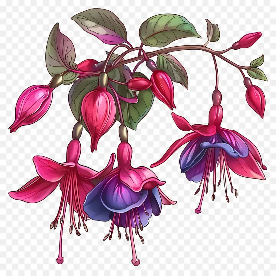 Bunga Fuchsia，Bunga Merah Muda PNG