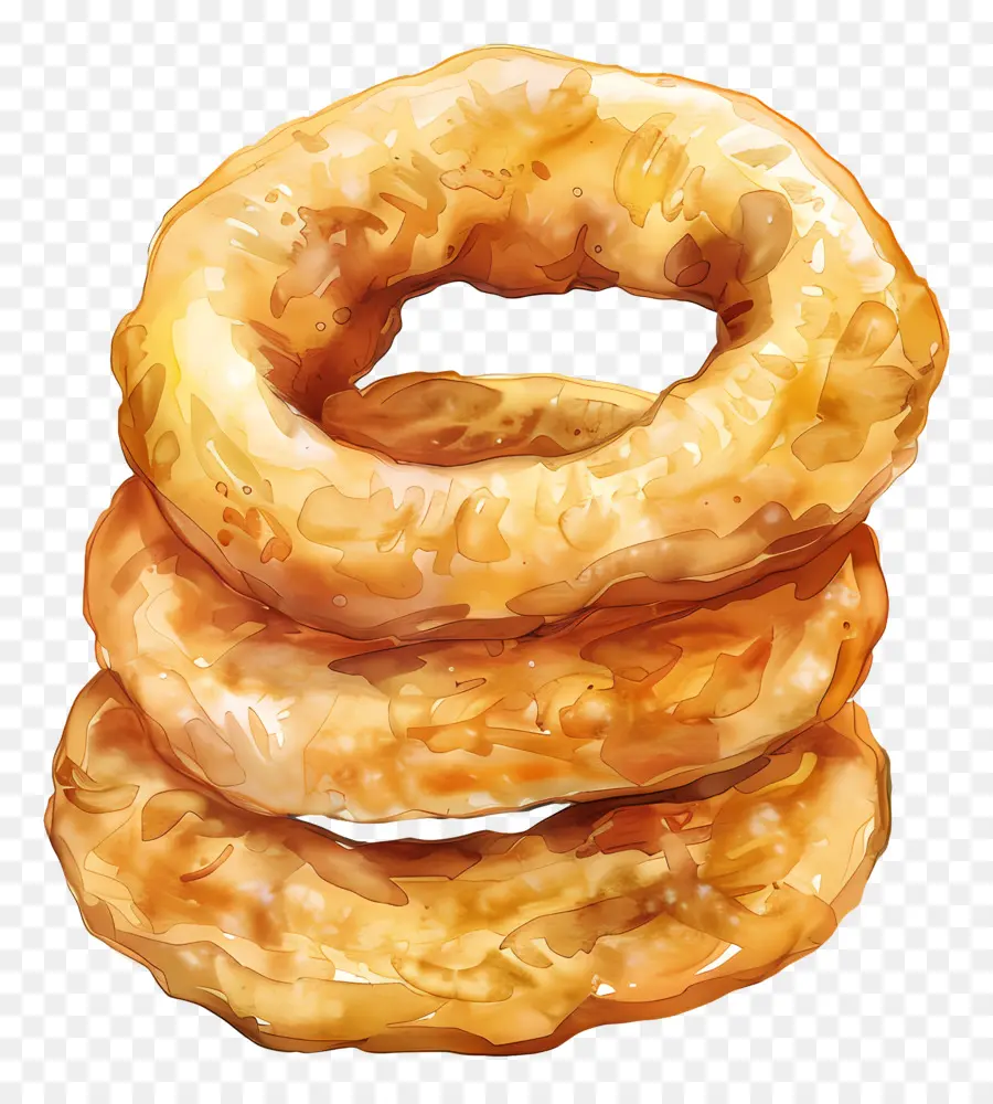 Onion Ring，Lukisan Cat Air PNG