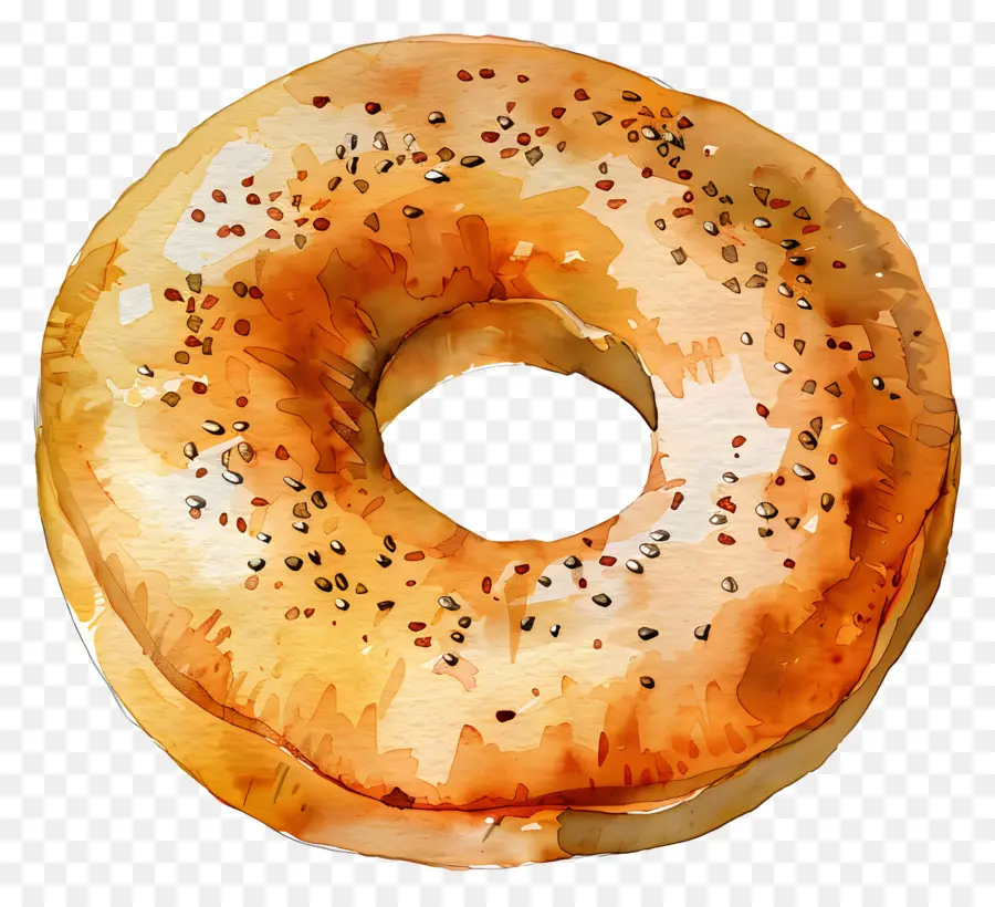 Bagel，Lukisan Cat Air PNG