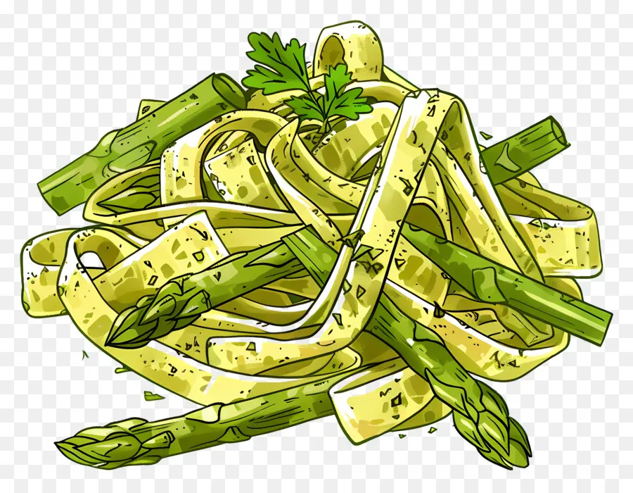 Pasta Asparagus，Spaghetti PNG