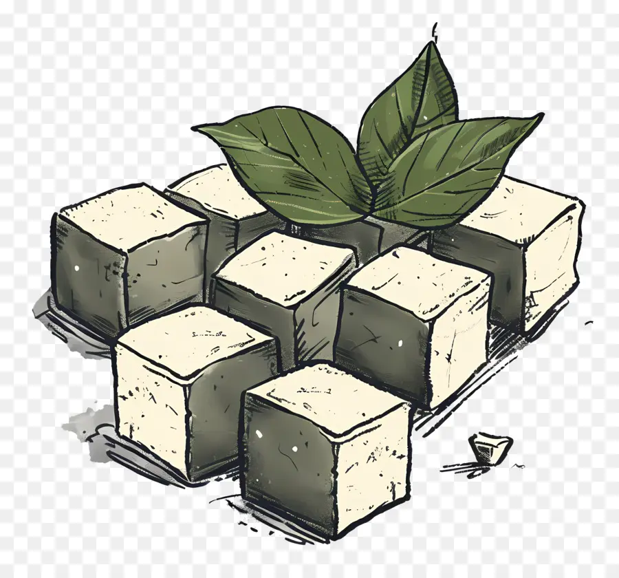 Tofu Cubes，Kubus 3d PNG