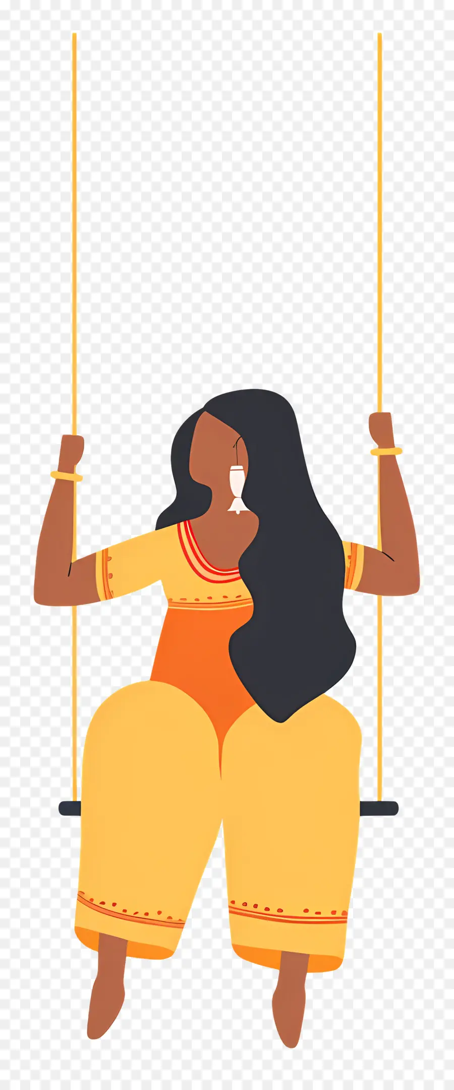 Wanita India Di Swing，Kartun Ilustrasi PNG