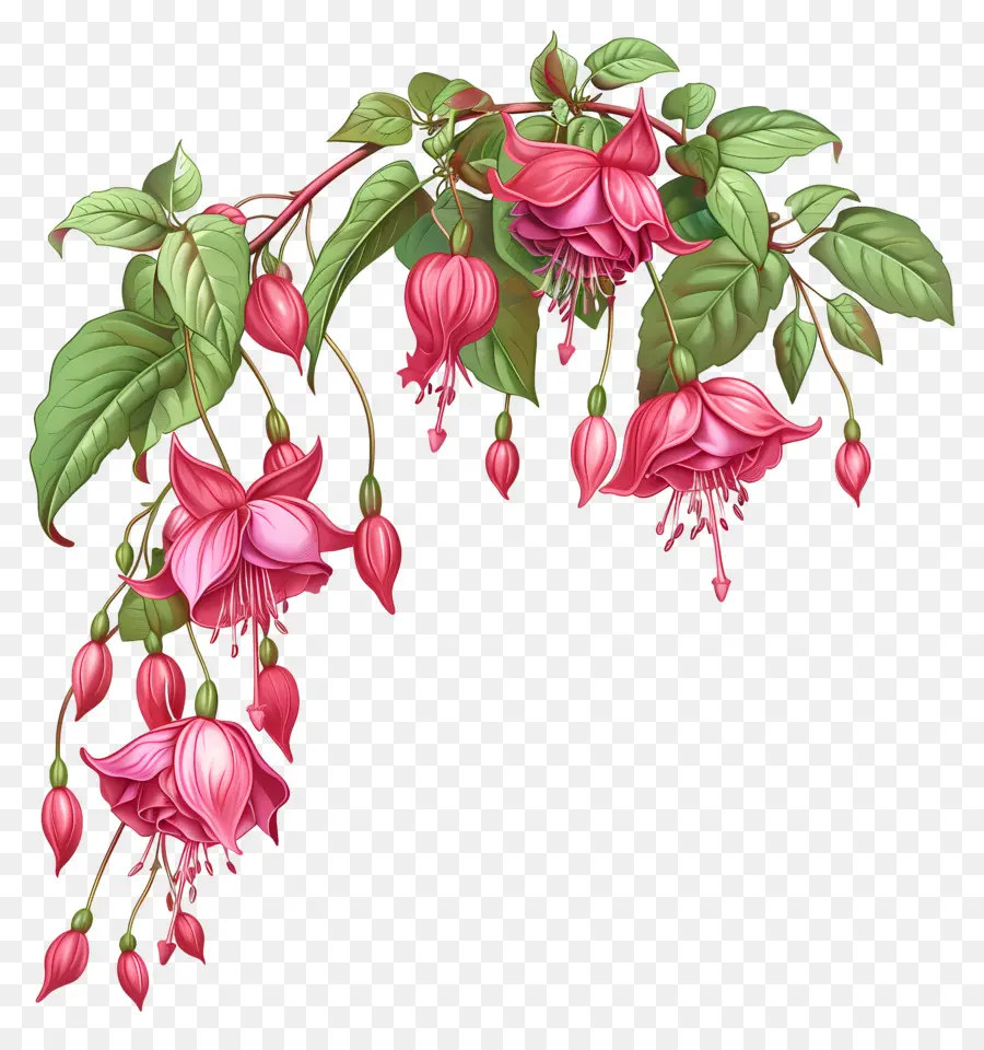 Bunga Fuchsia，Kelopak Merah Muda PNG