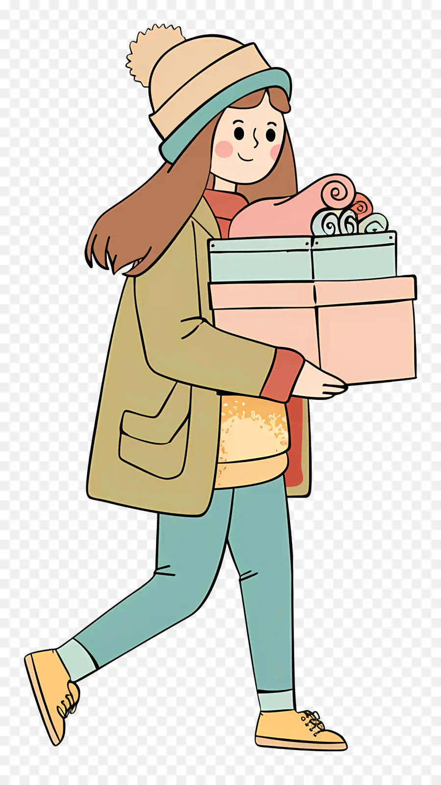 Girl Carrying Box，Wanita PNG