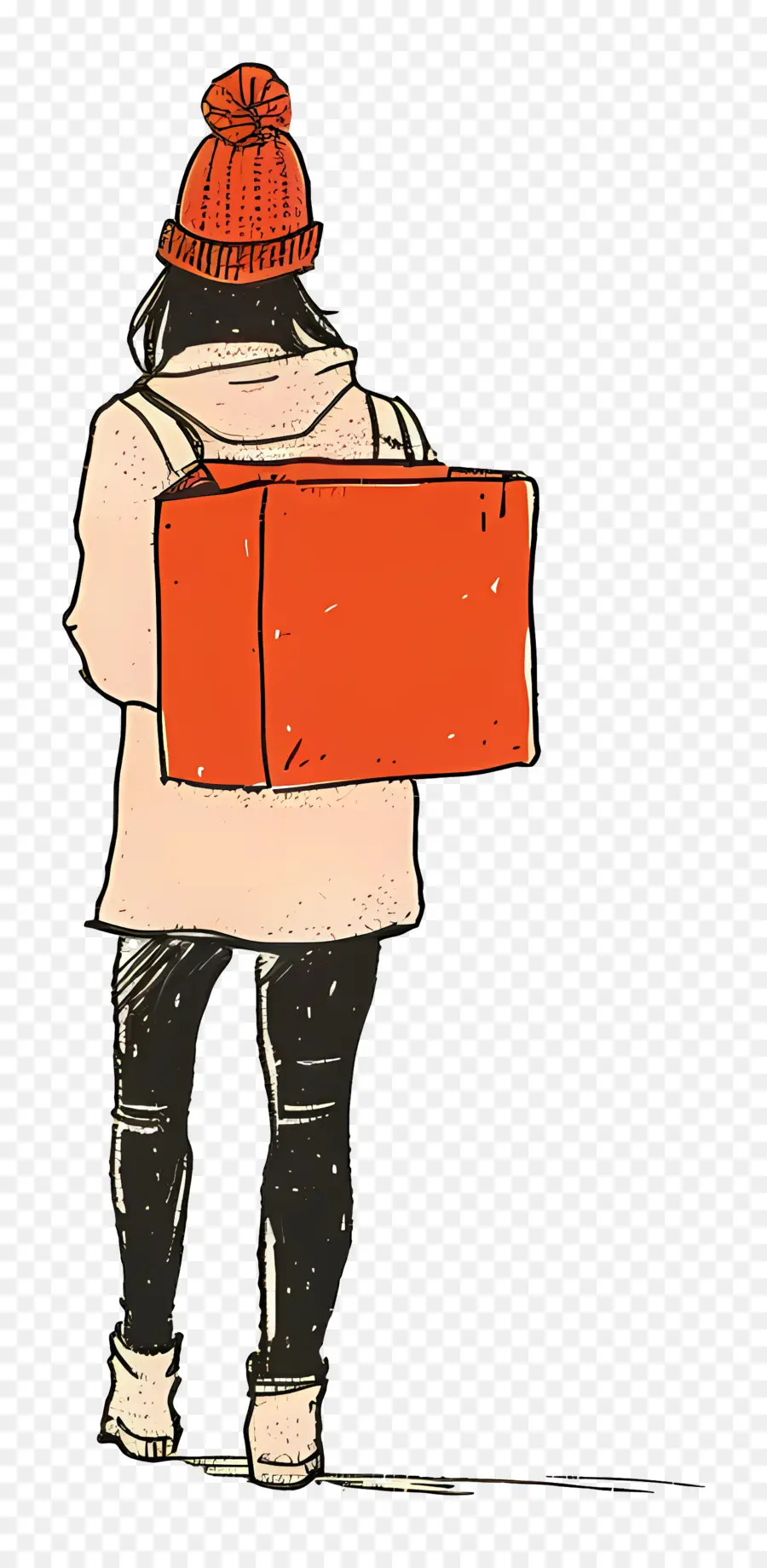 Girl Carrying Box，Kartun Ilustrasi PNG