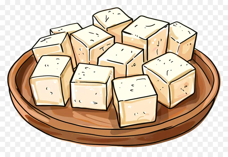 Tofu Cubes，Mangkuk Kayu PNG