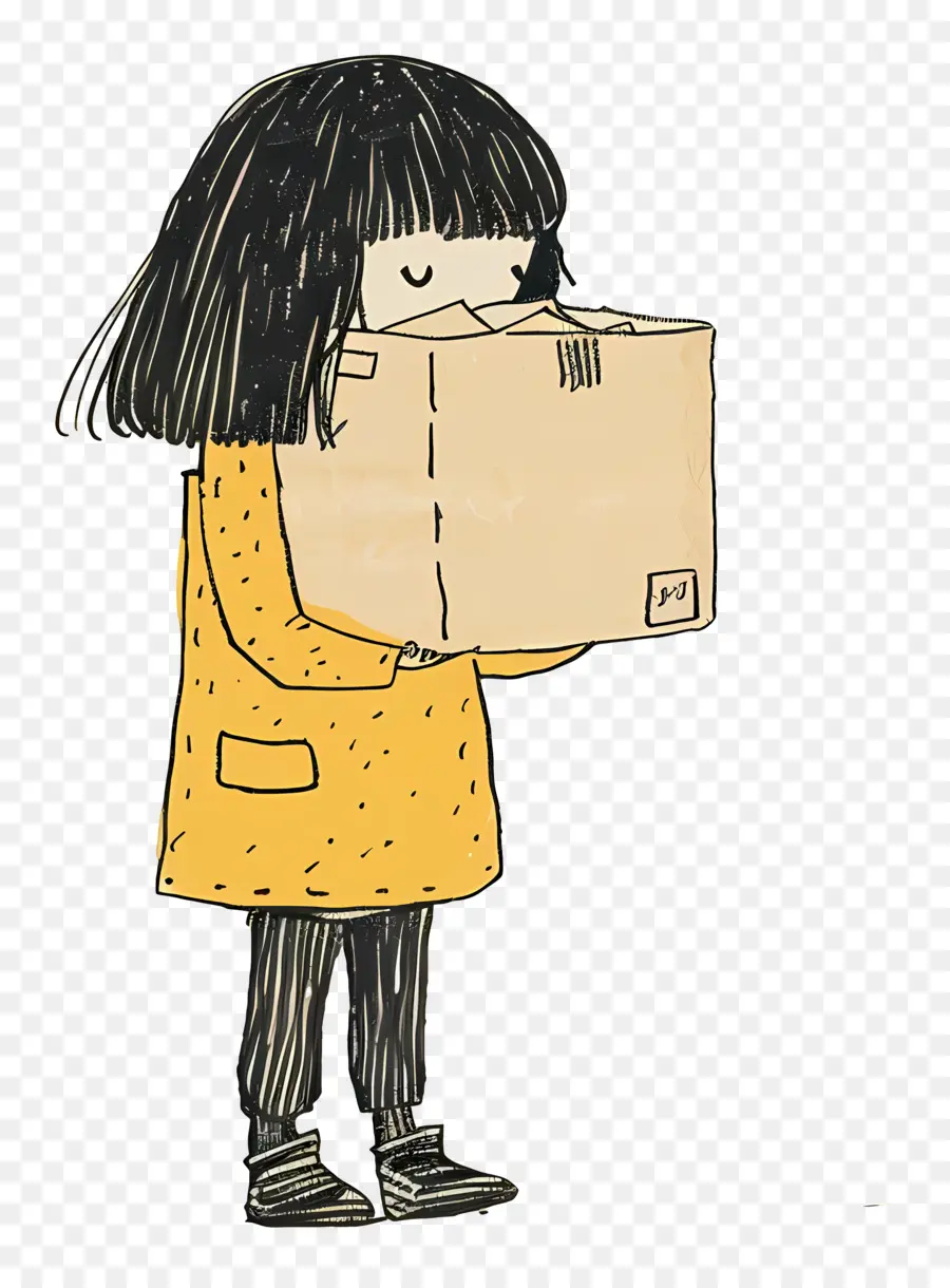 Girl Carrying Box，Wanita PNG