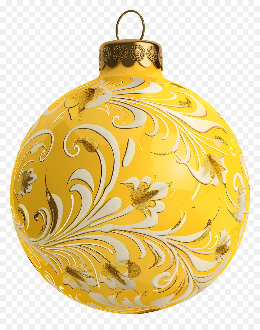 Ornamen Natal，Kuning Dan Emas PNG